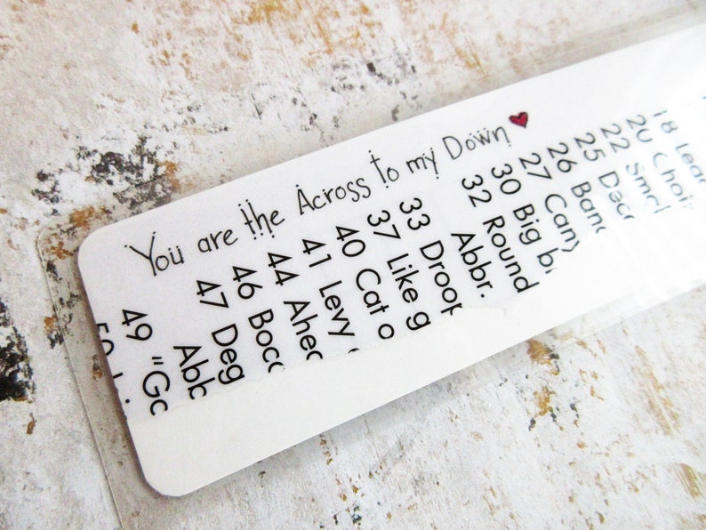 Crossword Puzzle Bookmarks Handmade Gift Gift From Student Etsy