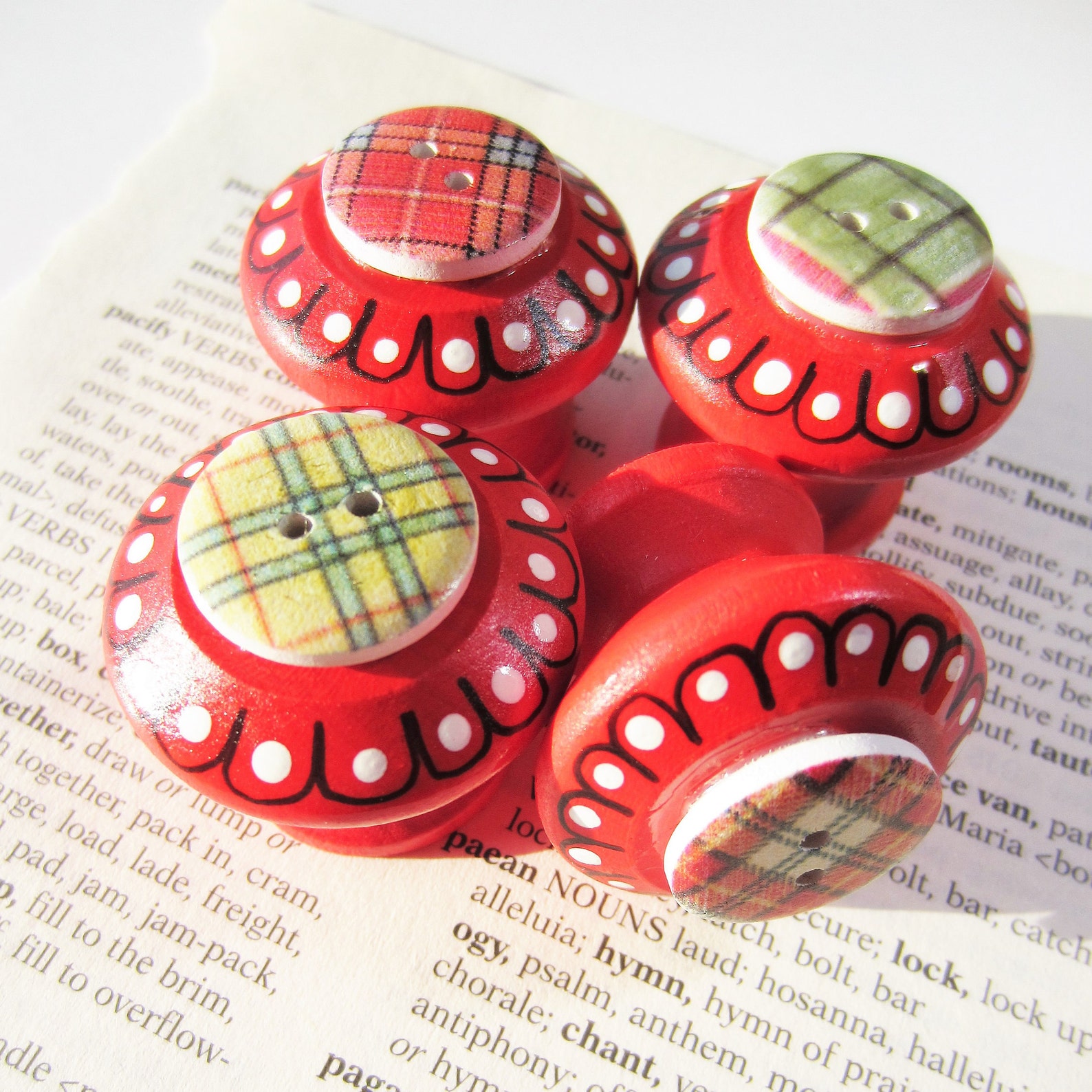 Funky knobs plaid decor drawer pulls plaid home Etsy