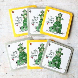 Étiquettes-cadeaux faites main, étiquettes-cadeaux d'art de tortue, boîtiers cadeaux, emballages et étiquettes cadeaux, objets tortue, tortues mignonnes, art fantaisiste, cartes tortue
