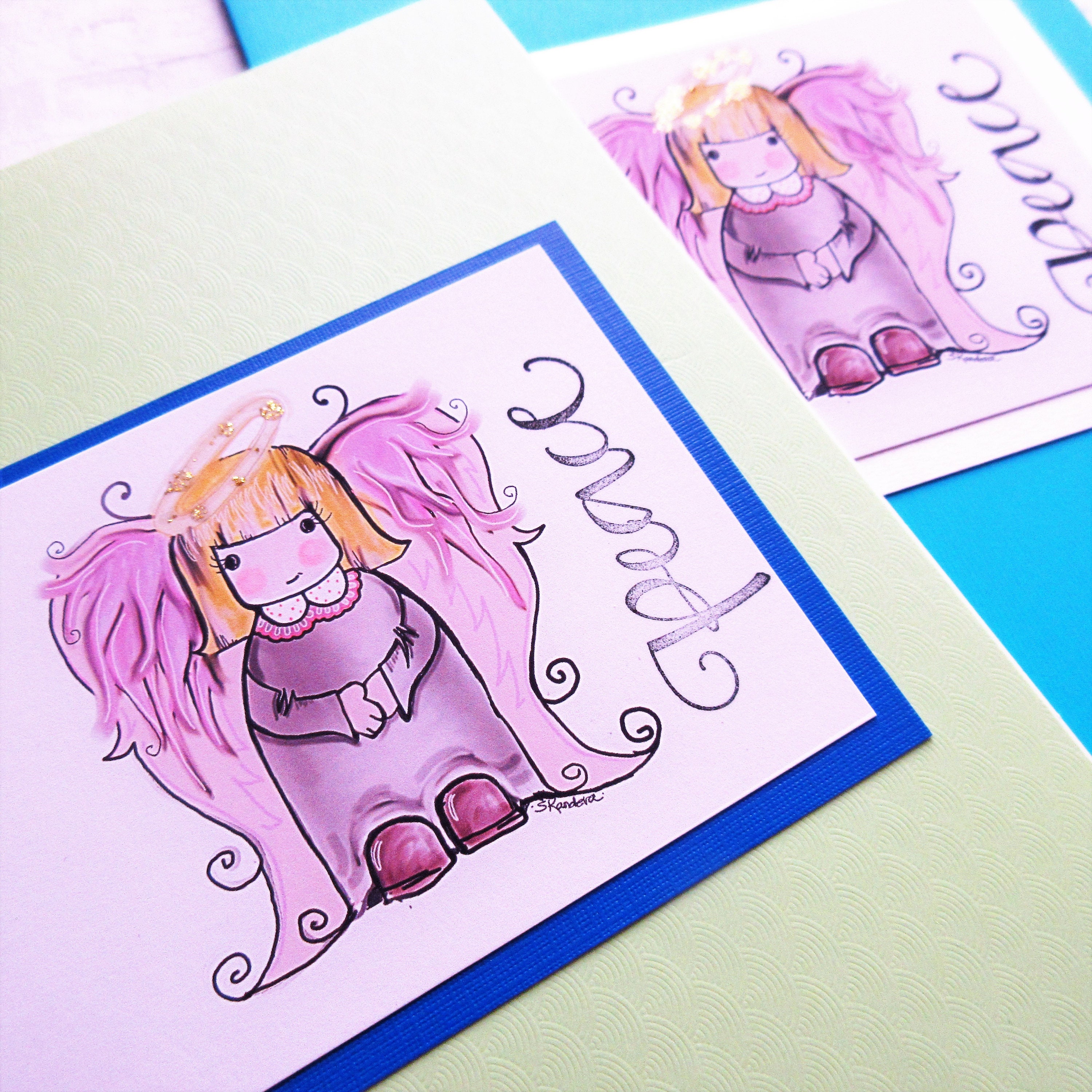 Cute Angel Christmas Cards, Angel Cards, Whimsical Holiday Cards, Angel ...