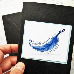 Carte de voeux faite main, carte d'anniversaire d'un ami, carte de plume, cartes vierges édifiantes, cartes pour amis proches, cartes illustrées, restez fort
