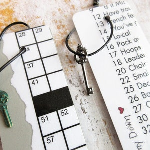 Crossword puzzle bookmarks, handmade gift, gift from student, black and white, secret santa, birthday, one of a kind gifts, paper and books image 3