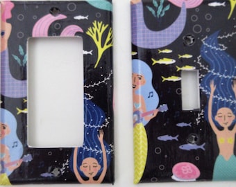 Handcrafted Mermaid Lightswitch Cover: Colorful Ocean Decor