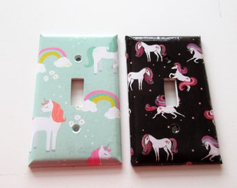Handcrafted Unicorn Rainbow Light Switch Cover: Whimsical Home Decor