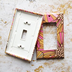 Lightswitch Covers, Decorative Switchplates, Handcrafted Home Decor, Lighting Ideas, Pink and orange Nursery, Colourful Accents, kitchen image 7