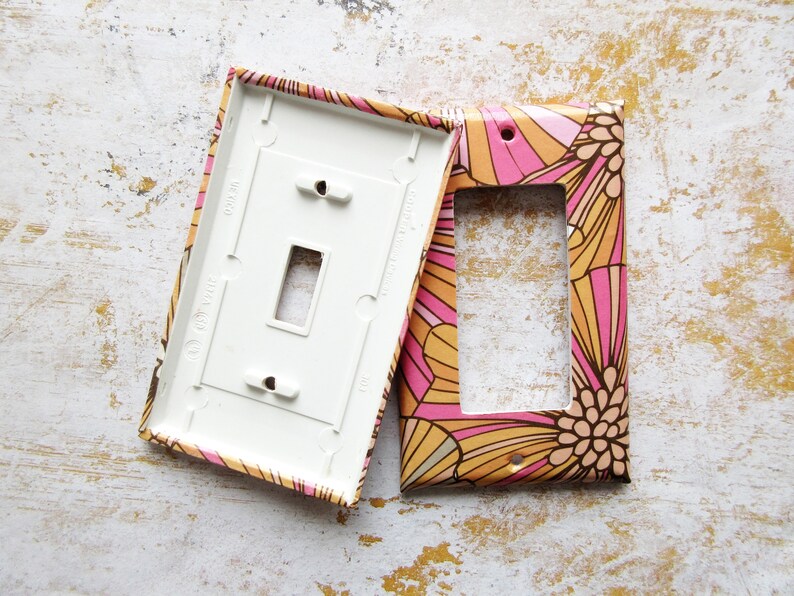 Lightswitch Covers, Decorative Switchplates, Handcrafted Home Decor, Lighting Ideas, Pink and orange Nursery, Colourful Accents, kitchen image 7