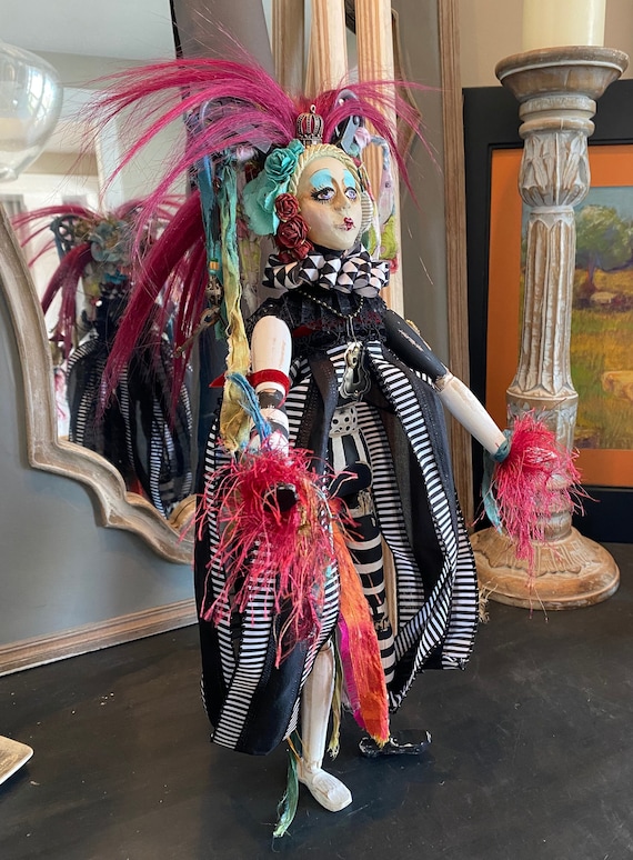OOAK art doll Queen of Hearts-“Queenie-The Tart Thief”
