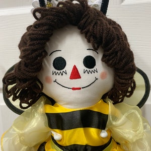 Raggedy Ann is Bumblebee girl  handmade. Custom made to order. Cosplay collectible