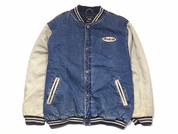 vintage denim varsity jacket