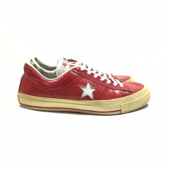 CONVERSE One Chuck Taylor Red Leather Shoes Sz US9 - Etsy