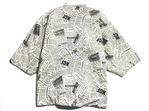 Vintage 90’ MISSY GRAY Newspaper Retro Kimono Quil