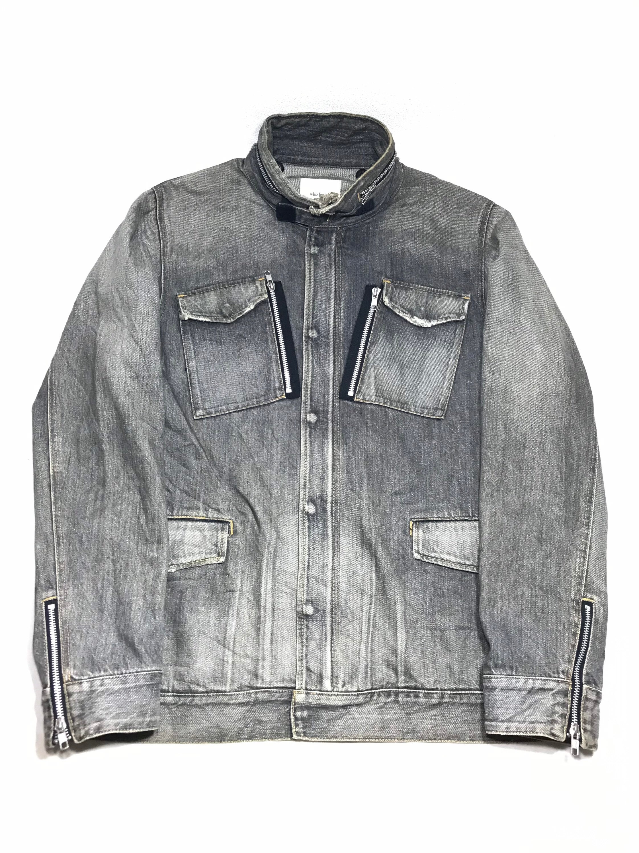 WHIZ LIMITED Black Washed Denim Military Style Jacket Sz - Etsy