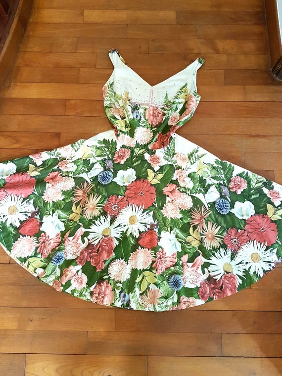1950s Floral Vintage Dress