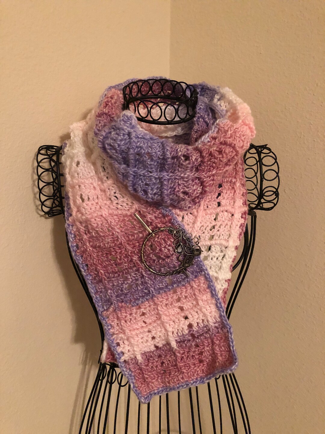 WAFFLE Crochet Scarf in Red