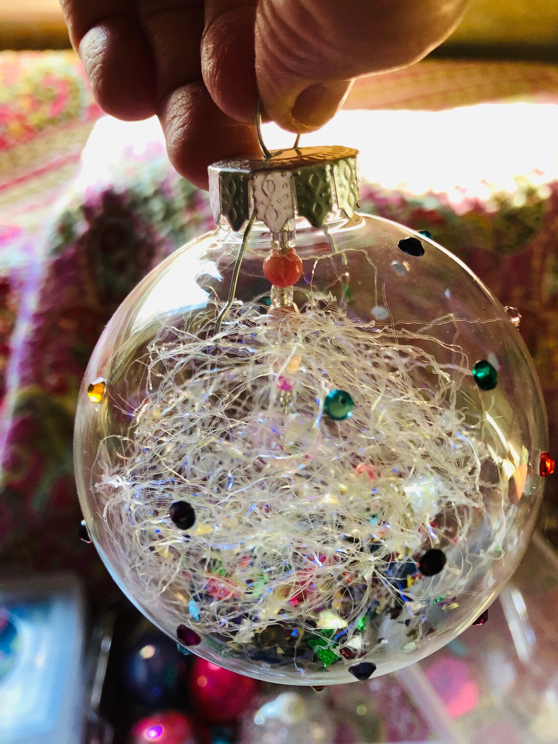 Multi Color Swarovski Crystals Ball Ornament With Lavender Etsy