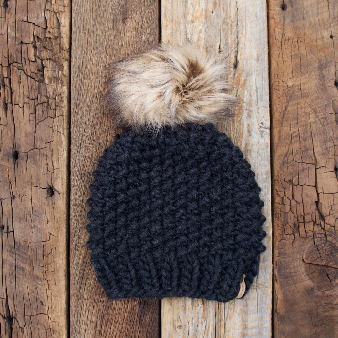 Pom Pom Beanie Slouchy // Luxury Wool Pom Pom Beanie // Chunky Beanie
