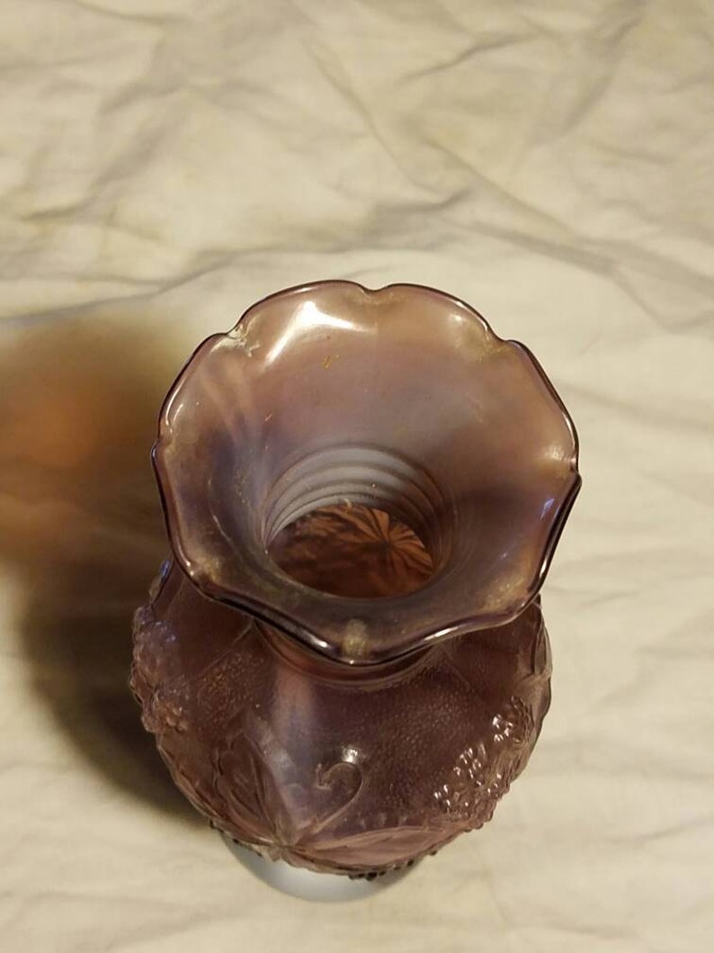 Fenton Purple Slag Glass Grape and Cable Vase Etsy