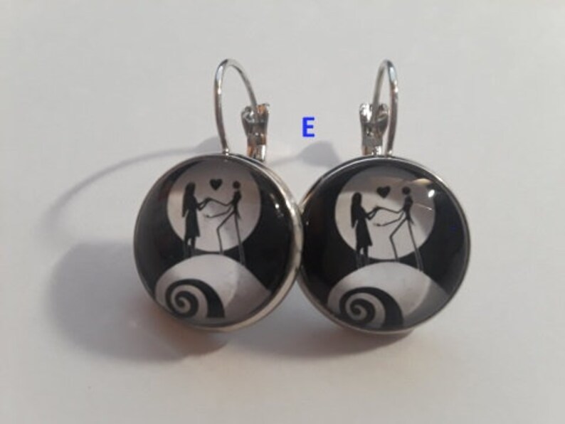 Classic Jack And Sally Studd Glass Earrings
