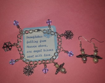 Beaded  Angel Bracelets one set comes with Earrings