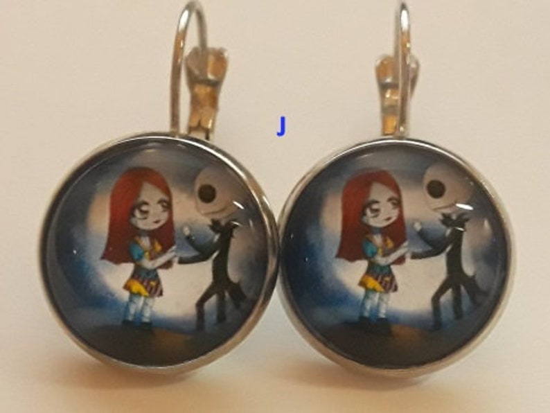 Classic Jack And Sally Studd Glass Earrings