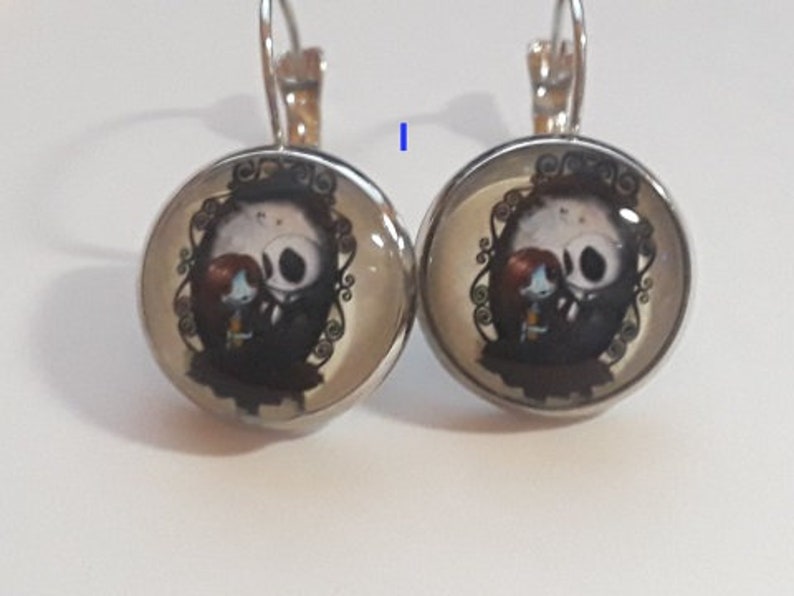 Classic Jack And Sally Studd Glass Earrings