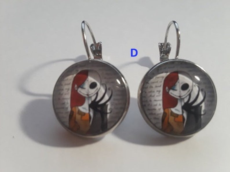 Classic Jack And Sally Studd Glass Earrings