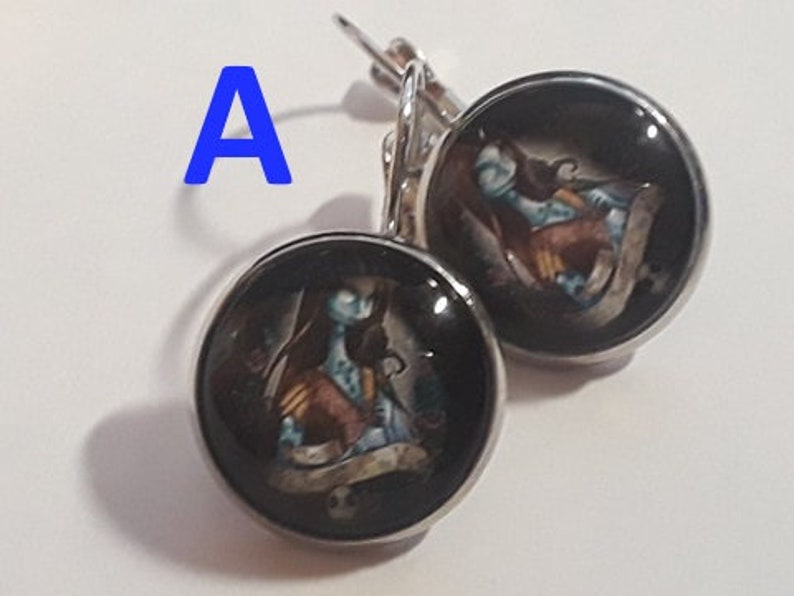 Classic Jack And Sally Studd Glass Earrings