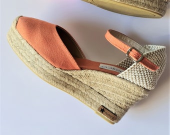 ESPADRILLES WEDGES PLATFORM - Ankle strap espadrille wedges with platform - dARK aMBER - made in Spain - organic sustainable fashion