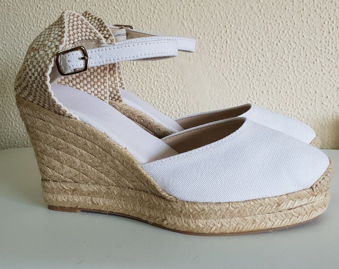 Ankle strap Espadrille Platform Wedges - BRIDES COLLECTION- Made In Spain - natural, sustainable shoes