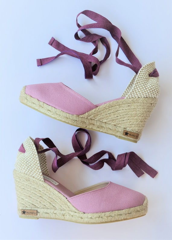 Espadrilles met sleehak van 9 cm PUNTERA MAUVE made in Spain natuurlijk ecologisch veganistisch duurzaam Etsy Nederland