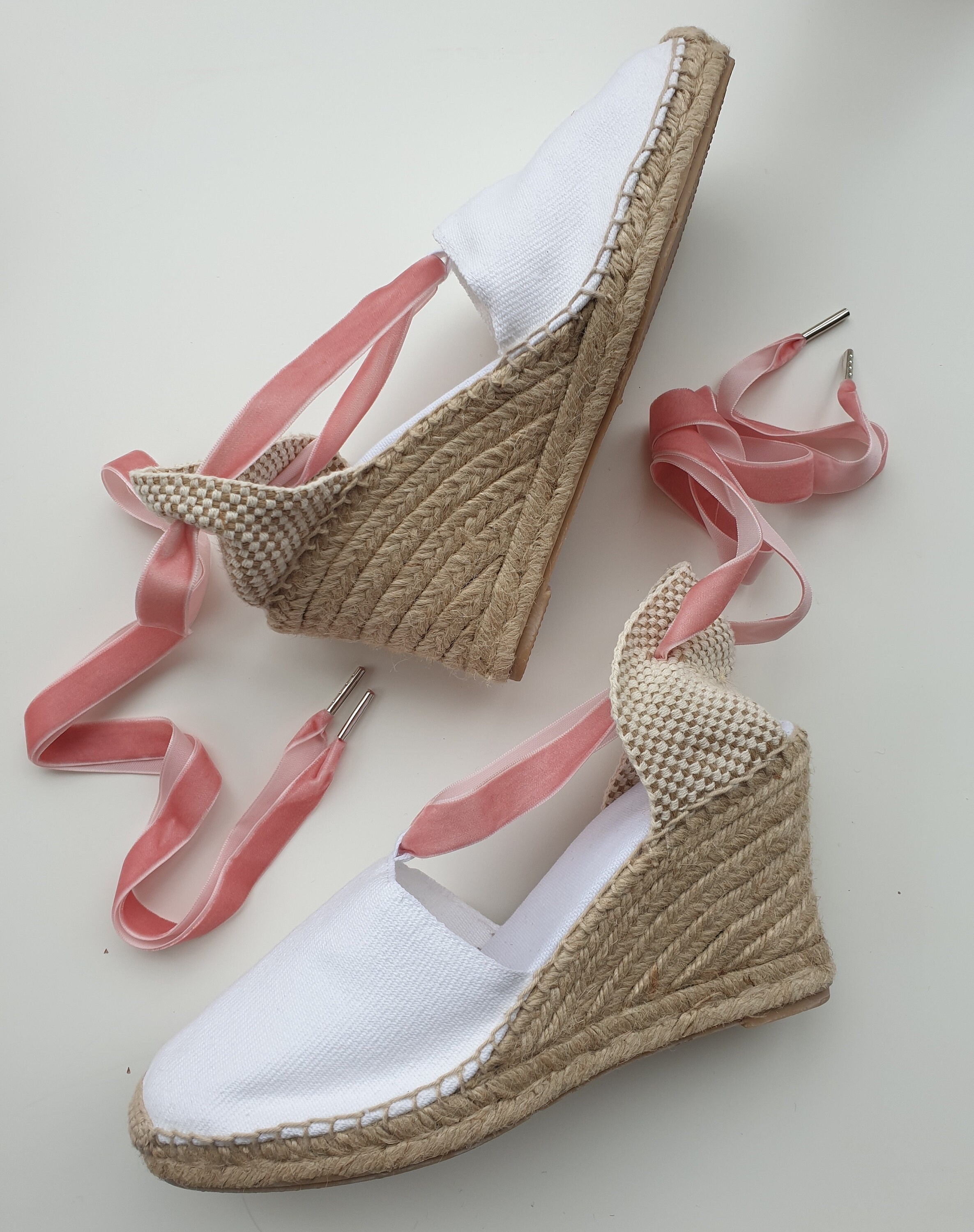PINK VELVET espadrille laces