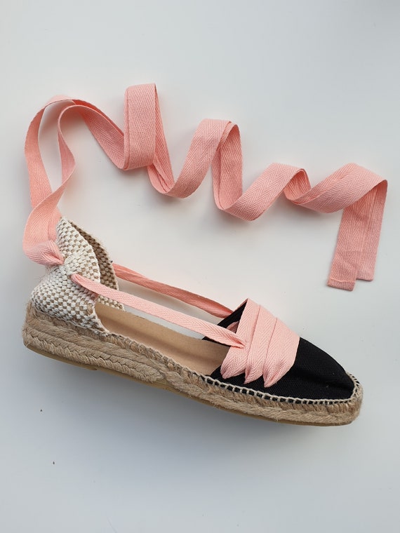 pink lace up espadrilles