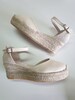 ESPADRILLES WEDGES PLATFORM - Ankle strap espadrille low wedges with platform -  ivory canvas - made in Spain - organic sustainable fashion 