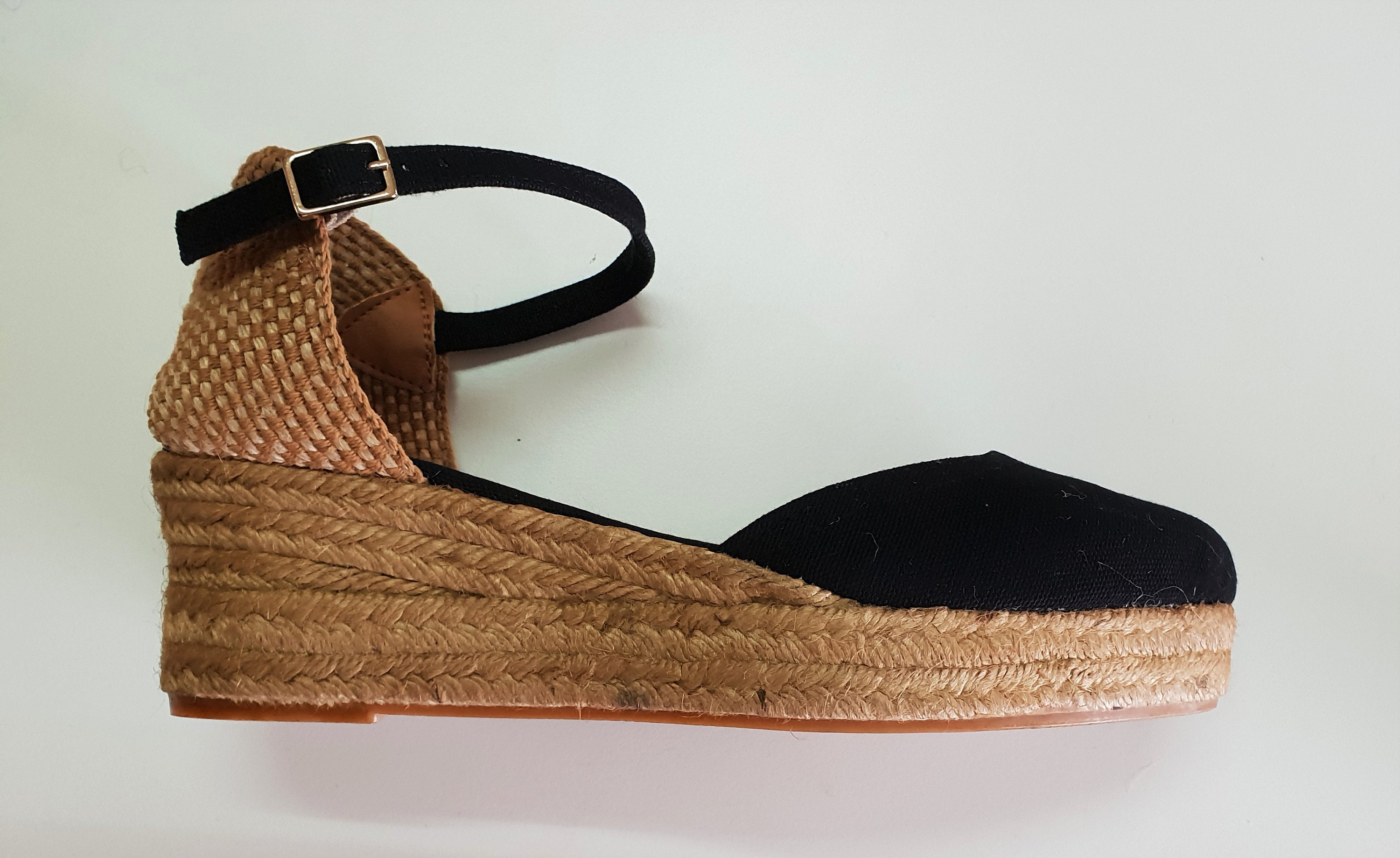 ESPADRILLES WEDGES PLATFORM - Ankle strap espadrille low wedges with ...