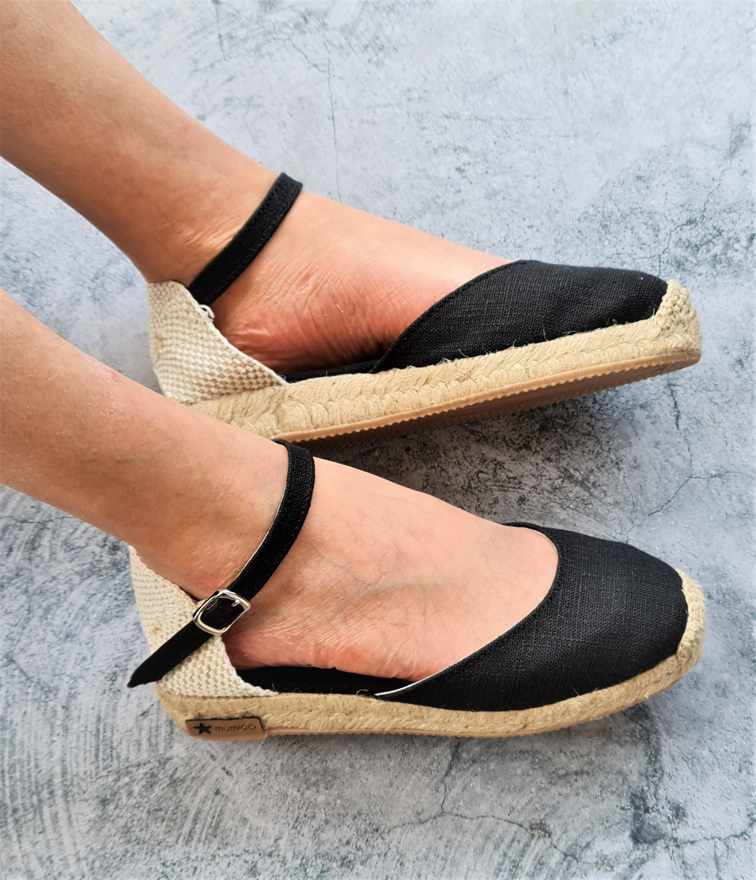 Espadrilles for Girls Ankle Strap Mini Wedges BLACK Linen - Etsy Finland