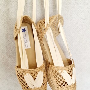 Lace up NATURAL RAFFIA ESPADRILLE flatforms made in Spain ecologic, sustainable, vegan image 2