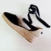 ESPADRILLES WEDGES PUMPS - heart shaped - organic vegan sustainable - Lace Up  (5cm - 1.97i) - front stitching/ black - Made in Spain 