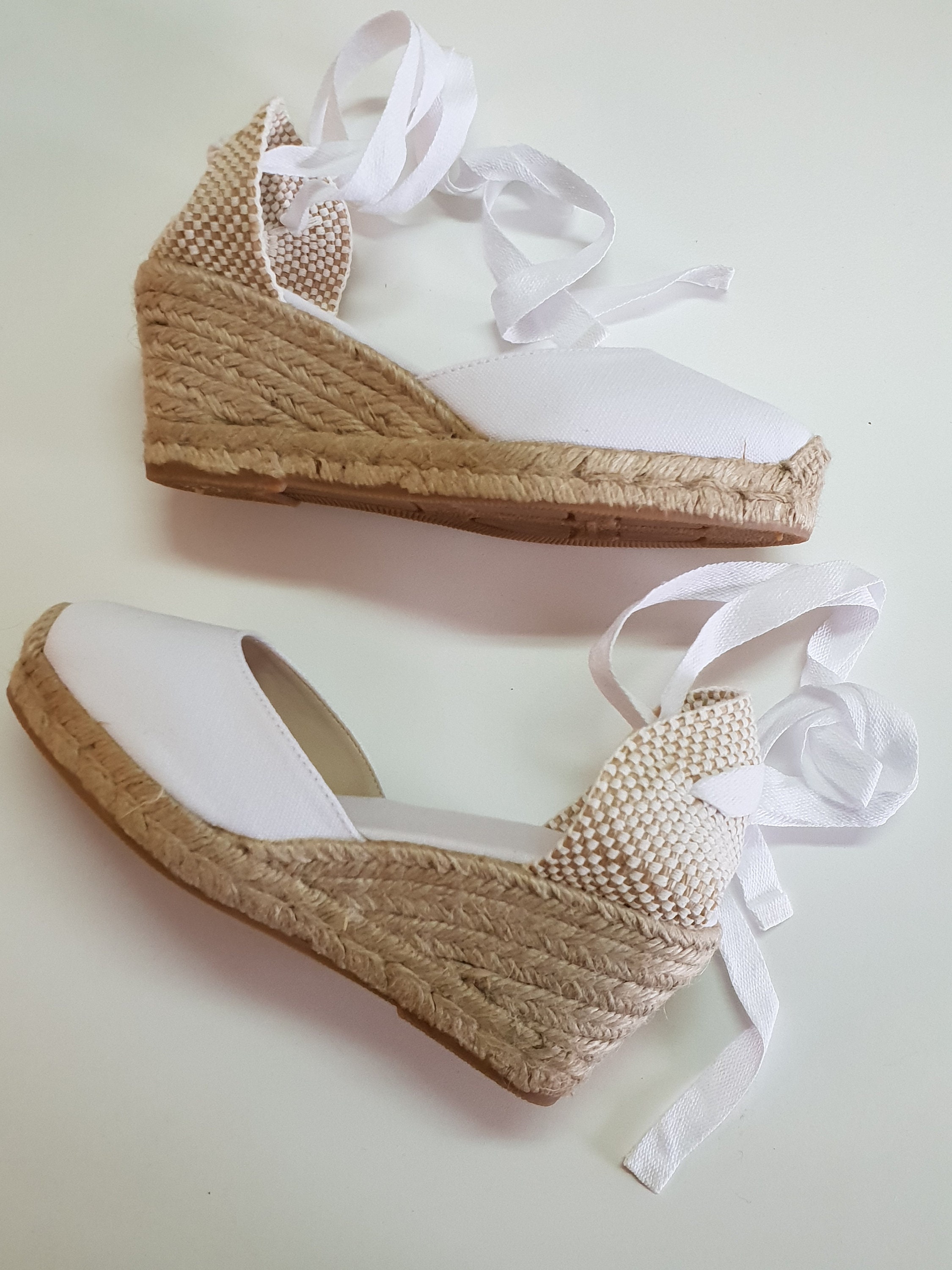 white lace up wedge sandals