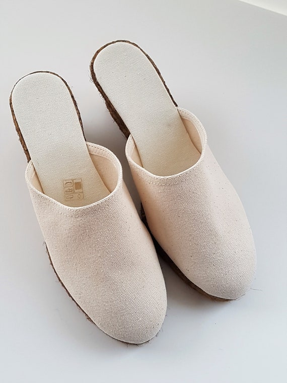 TALLA 35: Alpargatas cuña 7cm tipo zueco ZUECO lona CRUDO Etsy España