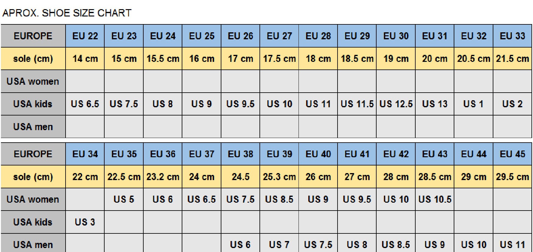 14 cm to european shoe size 2025