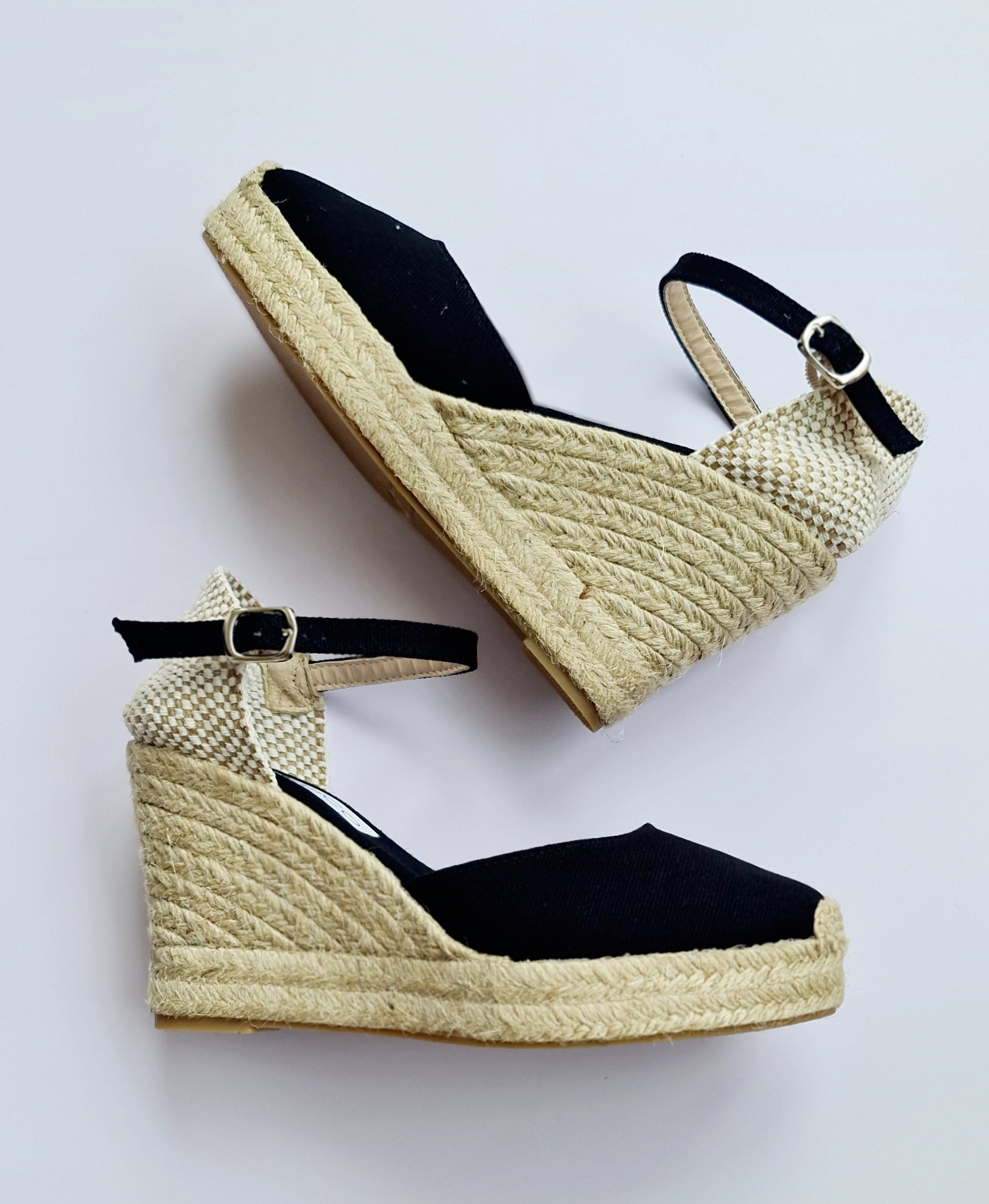 Ankle strap pump espadrille wedges with platform (10cm - 3.94i ...