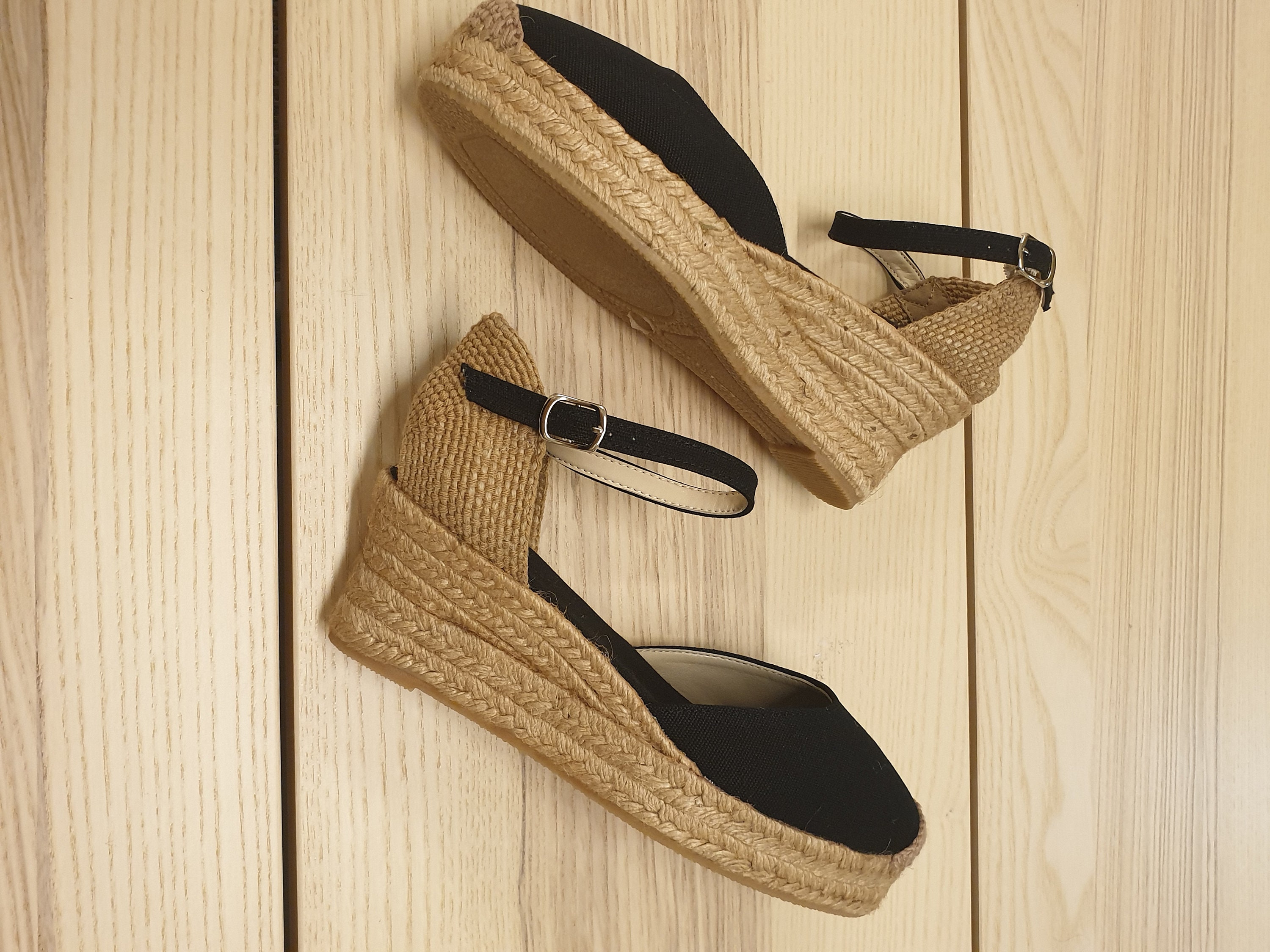 ESPADRILLES PLATFORMS WEDGES: Ankle strap espadrille low wedges with ...