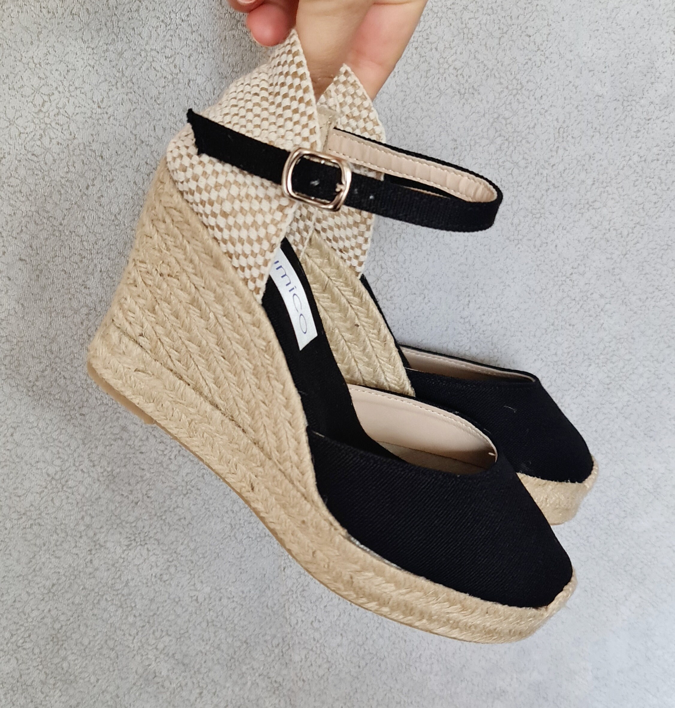 Ankle strap pump espadrille wedges with platform (10cm - 3.94i ...