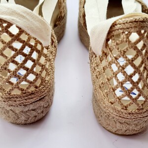 Lace up NATURAL RAFFIA ESPADRILLE flatforms made in Spain ecologic, sustainable, vegan image 7