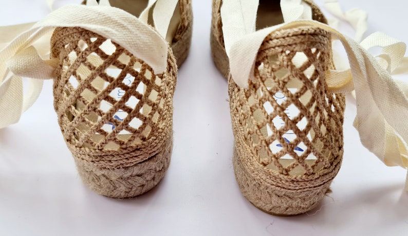 Lace up NATURAL RAFFIA ESPADRILLE flatforms made in Spain ecologic, sustainable, vegan image 7