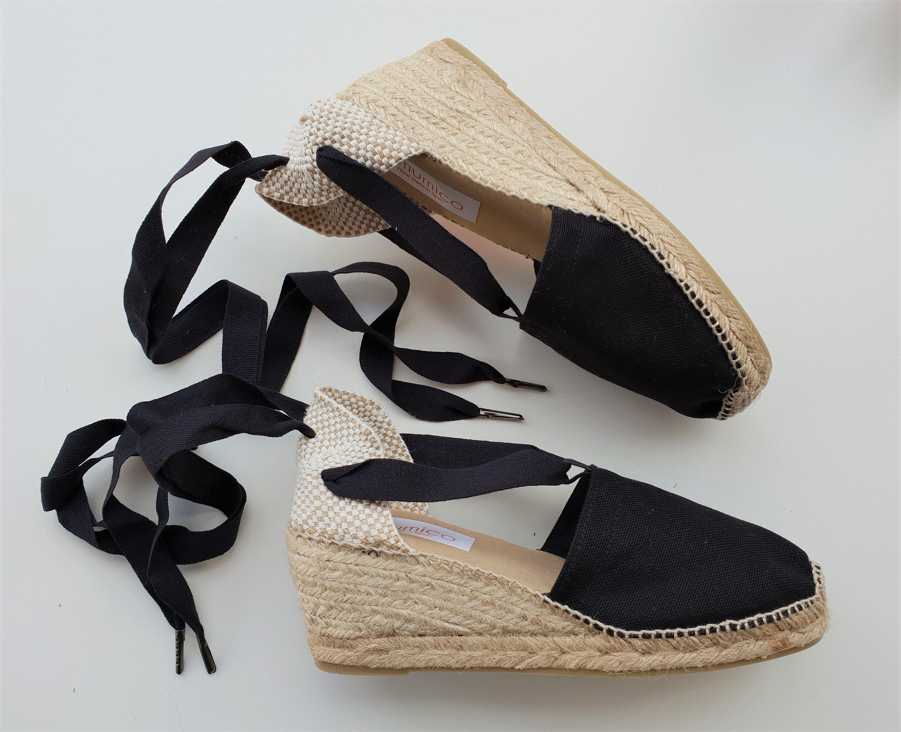 low heeled black espadrilles