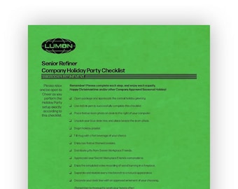 Lumon Company Holiday Party Checklist (Severance Paperwork for Christmas and Winter Holidays)