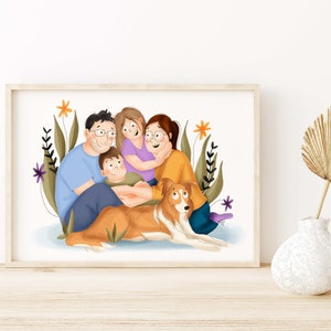 Portrait famille-illustration stylisée dessin réalisé sur mesure à la main imprimé image 10