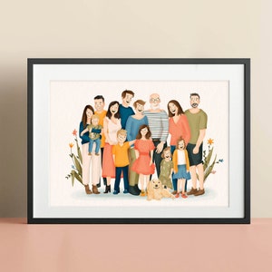 Portrait famille-illustration stylisée dessin réalisé sur mesure à la main imprimé image 4