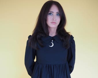 Black Peter Pan Collar Witchy Baby Doll Dress